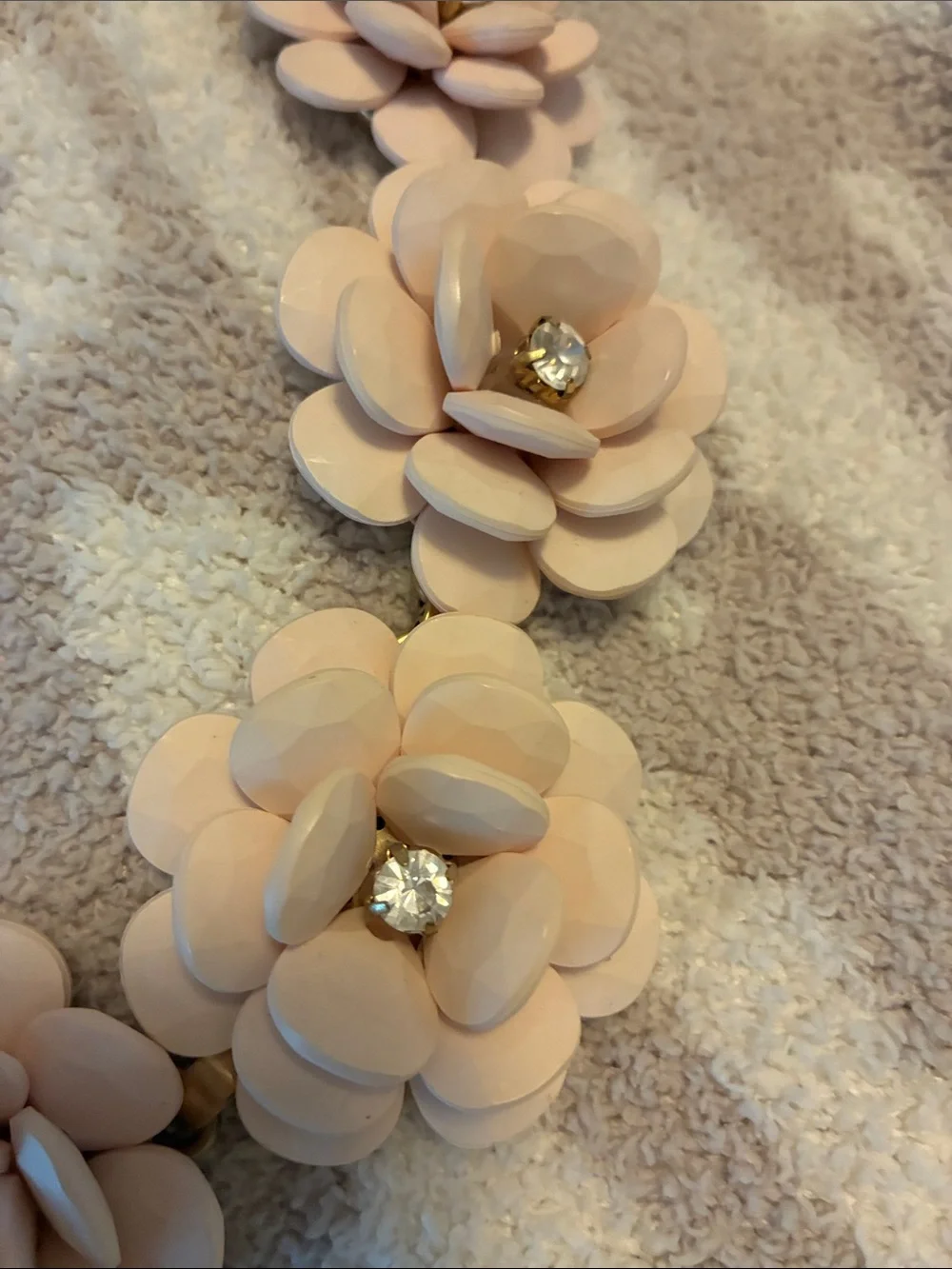 J.Crew Vintage Pink 3D Floral Wreath Bloom Rhinestone Statement Necklace